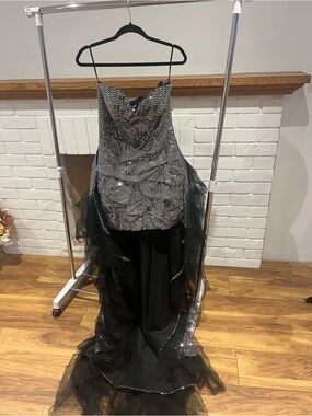 Jovani Black Rhinestone Gown | Strapless Formal Dress | Prom Gala Evening |